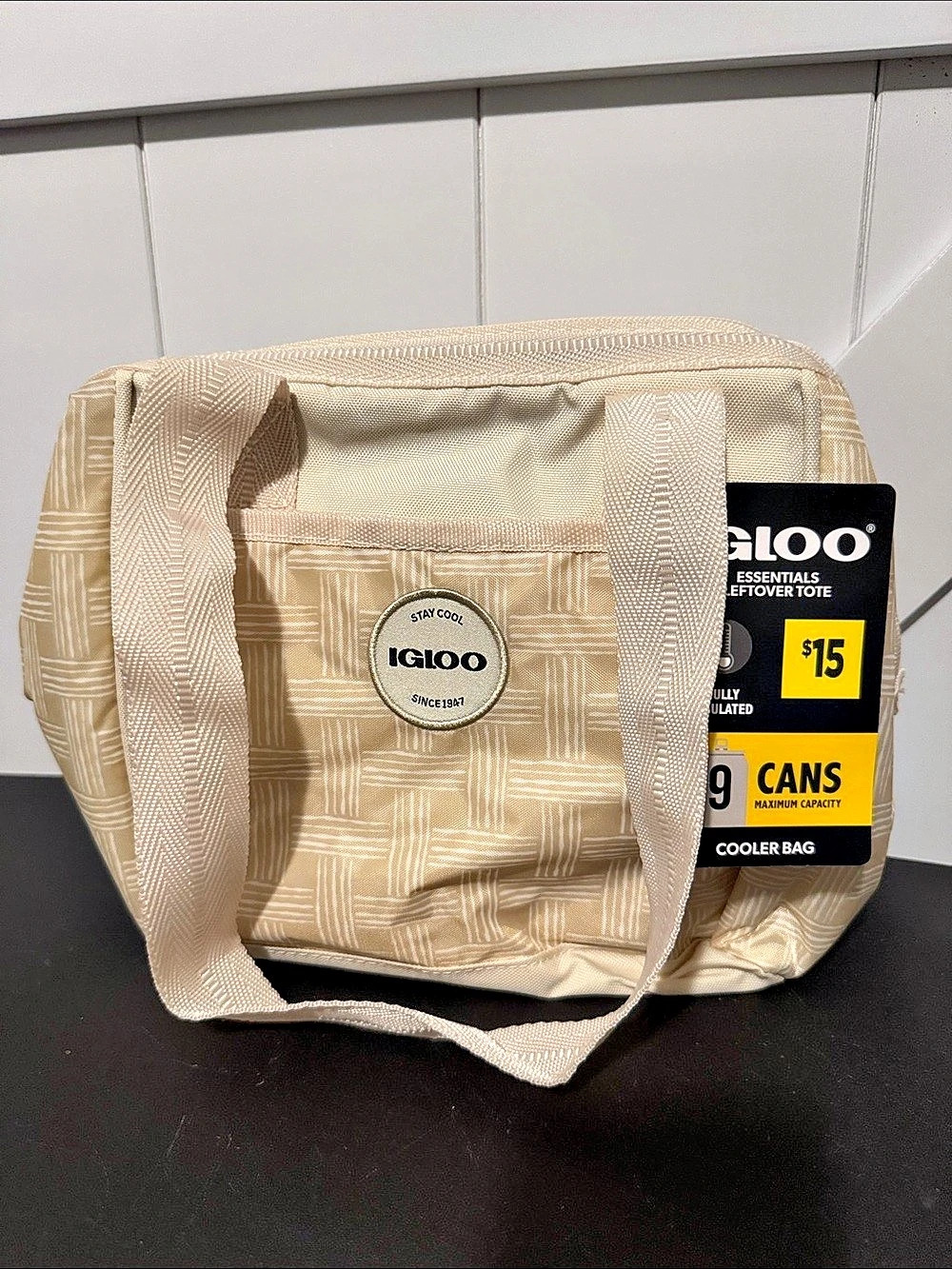 Igloo Essentials Leftover Tote Cooler Bag Line Weave Linen Cooler Bag